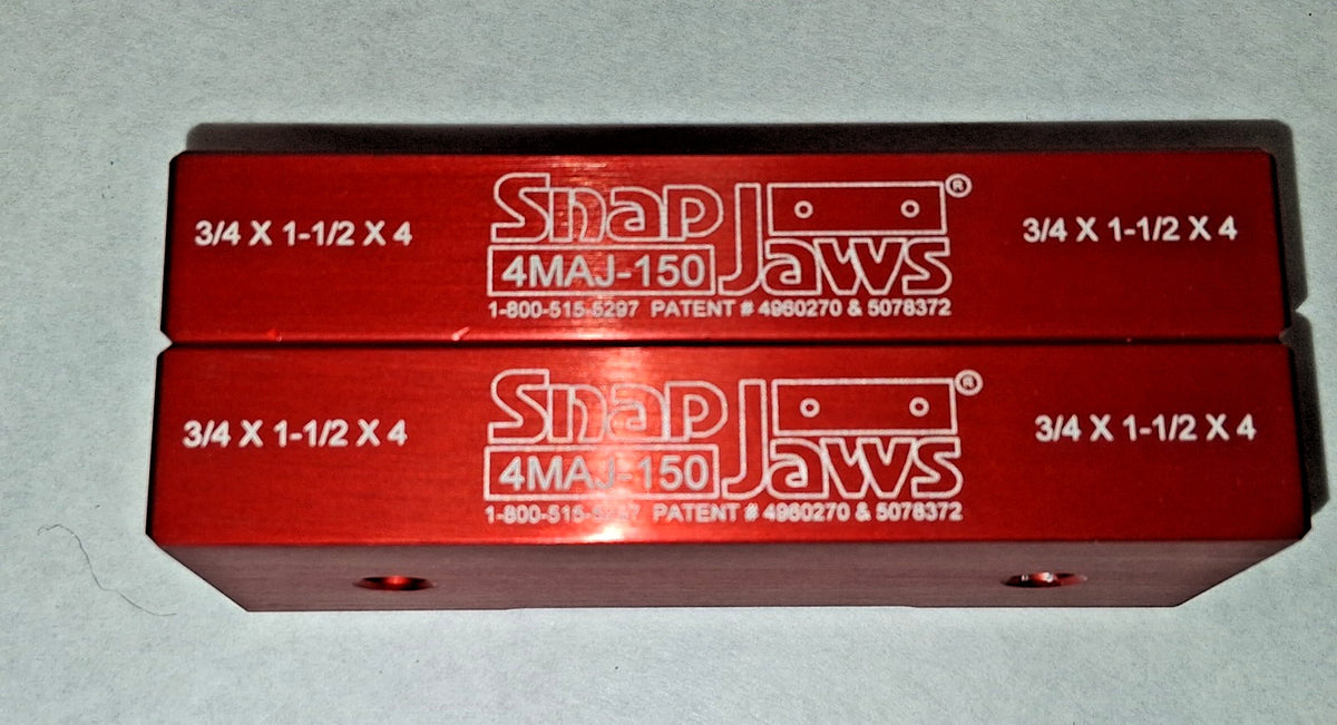 Snap Jaws Vise Jaw 4.00" W 1-1/2" H 0.7500" Thick Flat 2pc 4MAJ-150