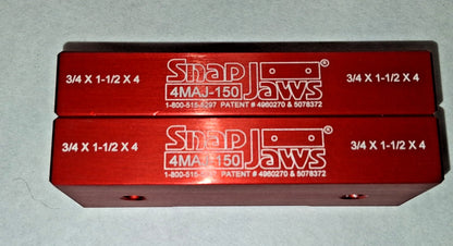 Snap Jaws Vise Jaw 4.00" W 1-1/2" H 0.7500" Thick Flat 2pc 4MAJ-150
