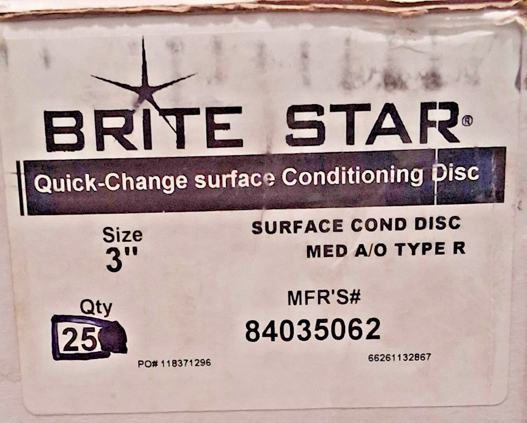 Brite Star Aluminum Oxide Quick-Change Discs Type R 3" Dia QTY25 66261132867