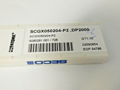 Seco Carbide Indexable Drill Inserts CGX050204-P2 Grade DP2000 Qty 8 34796