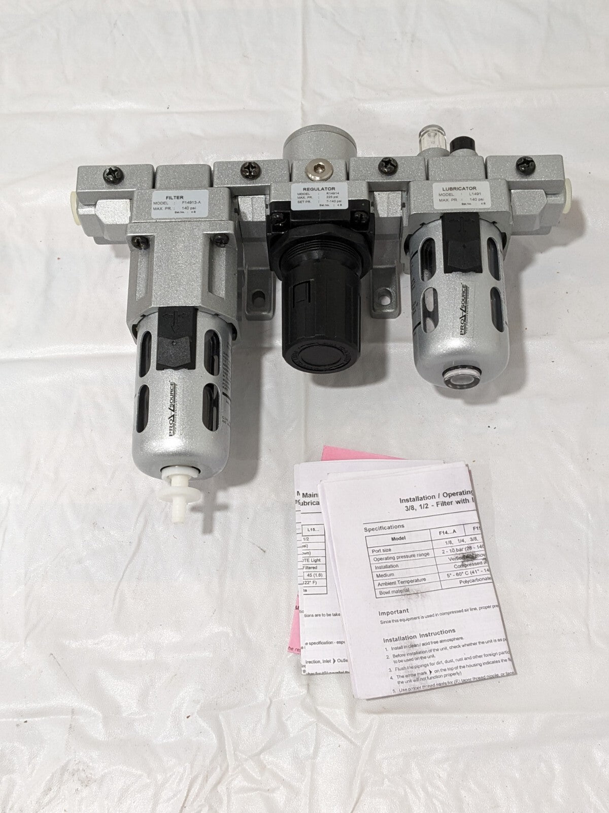 PRO-SOURCE 3 Pc. FRL Combination Unit: 1/4 NPT, Intermediate 1630002550PRO