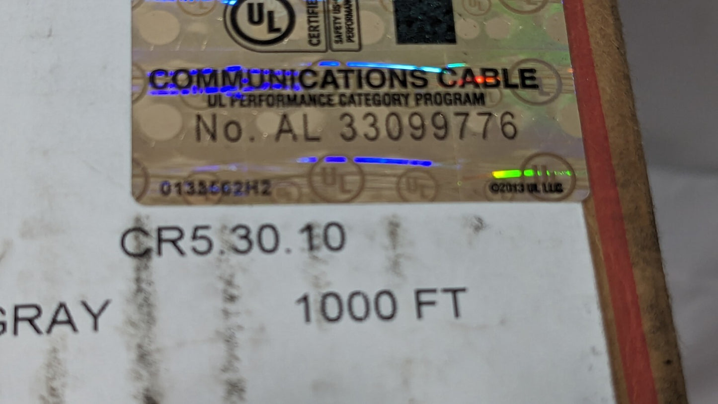 Carol Helix/Hi-Temp Cat 5e Riser Gray 4PR 24AWG Approx 1000 Ft/18 Lbs CR5.30.10