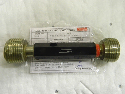 SPI Double End Plug Thread Go/No Go Gage M36x3-6H 34-646-0