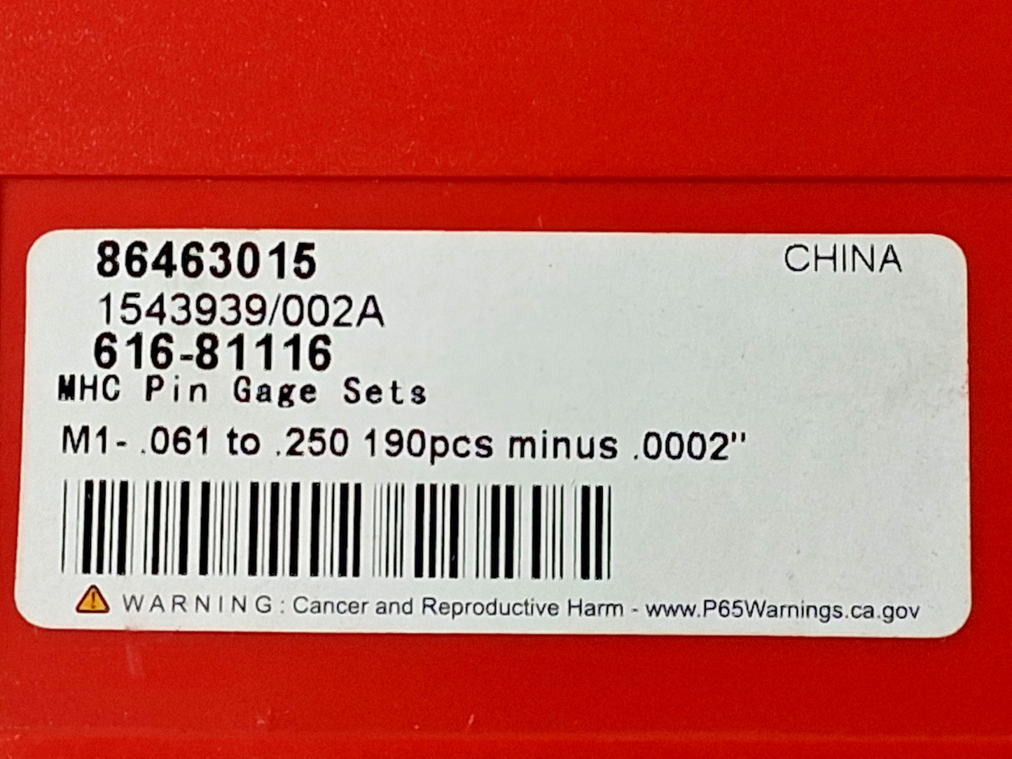 MHC Industrial Supply Class ZZ Plug Gage 190Pc Set 0.061-0.25" Range 864630