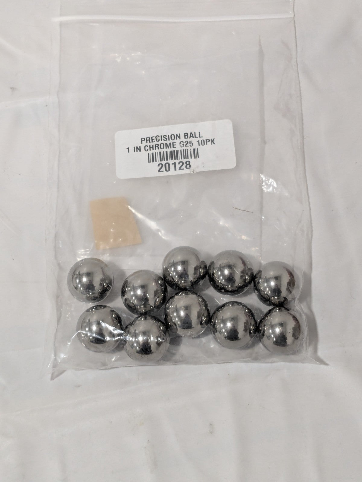 Chrome Steel Ball: 1" Diam., Grade 25, 62 to 66 C Hardness 10 Pack 20128