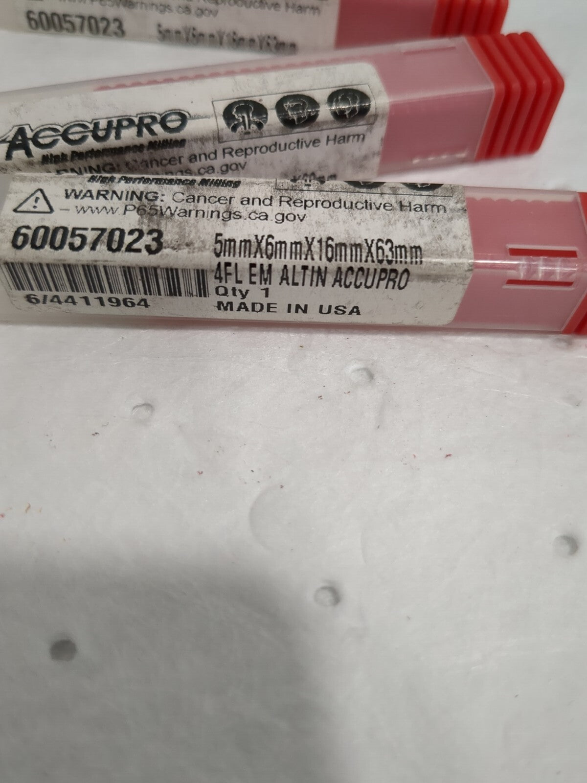 ACCUPRO 4pk of Square End Mills: 5.00 mm Dia 4 Fl Solid Carbide 12182438
