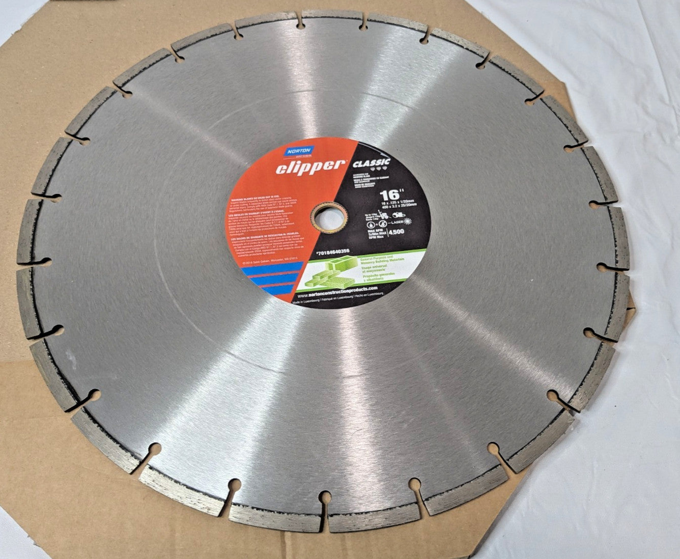 Norton Clipper Classic Segmented Blade 16" x .125" x 1"/20 mm 70184640356