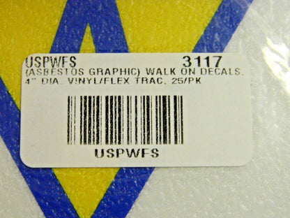 NMC Pressure Sensitive Vinyl Safety Signs Asbestos Graphic 4" Qty 25 Pack U