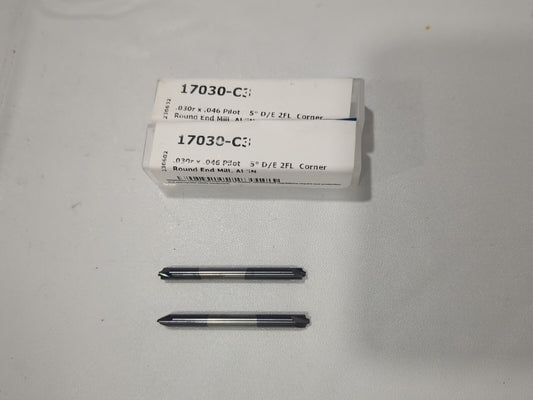 HARVEY TOOL 2pk Corner Rounding End Mills 0.03mm Radius 2 Fl carbide 17030-C3