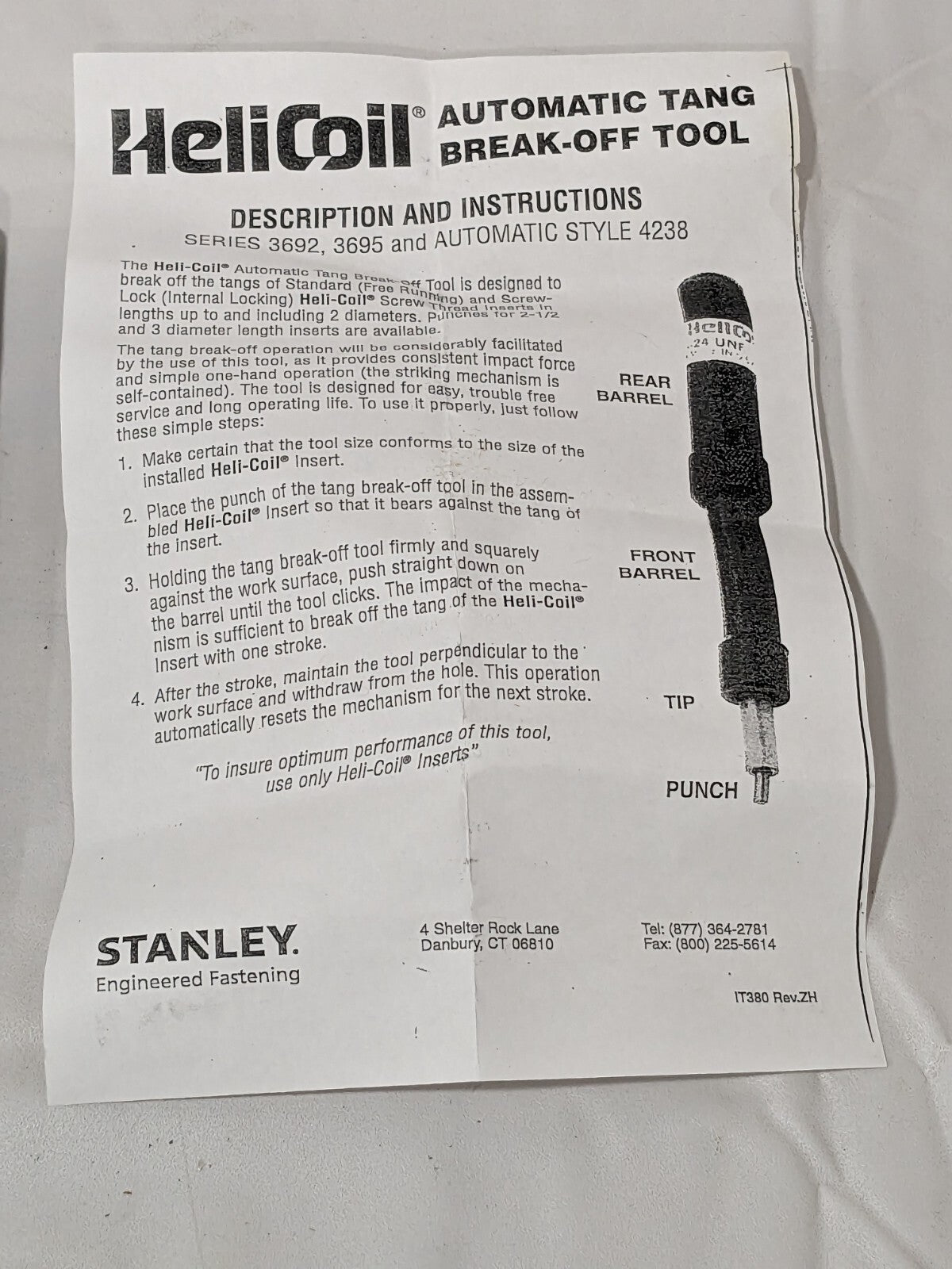 HELI-COIL 3/8-24 Thread Insert Tang Break Off Tool 3692-6