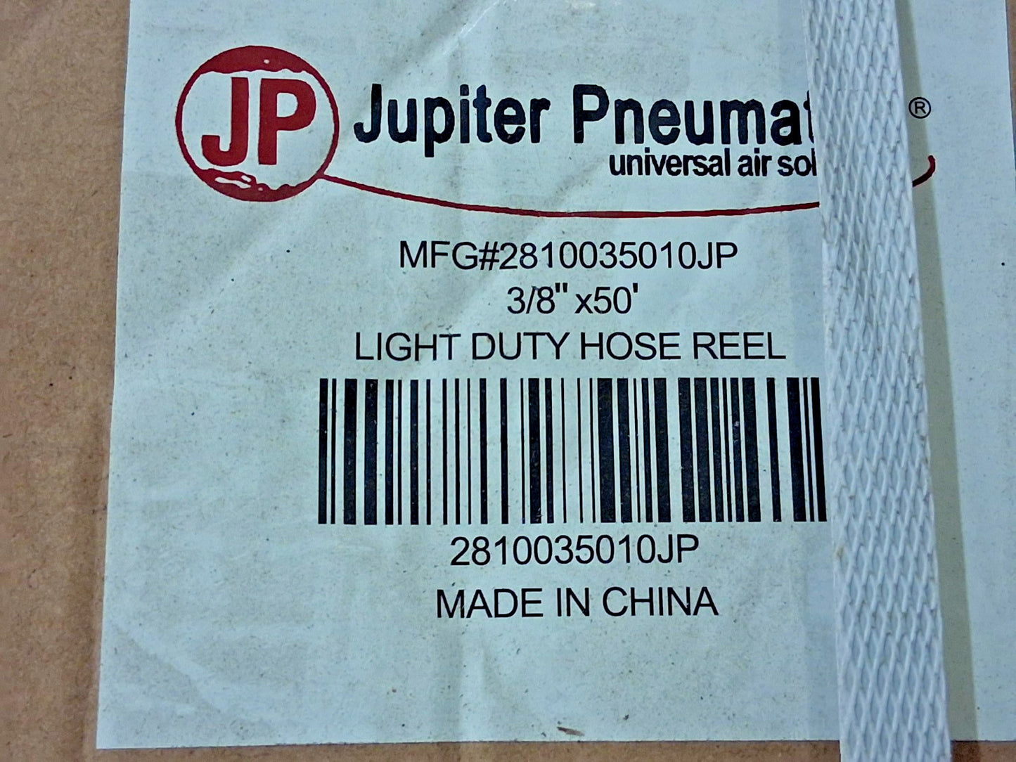 Jupiter Pneumatics Hose Reel with Hose 3/8" ID Hose x 50Ft 2810035010JP