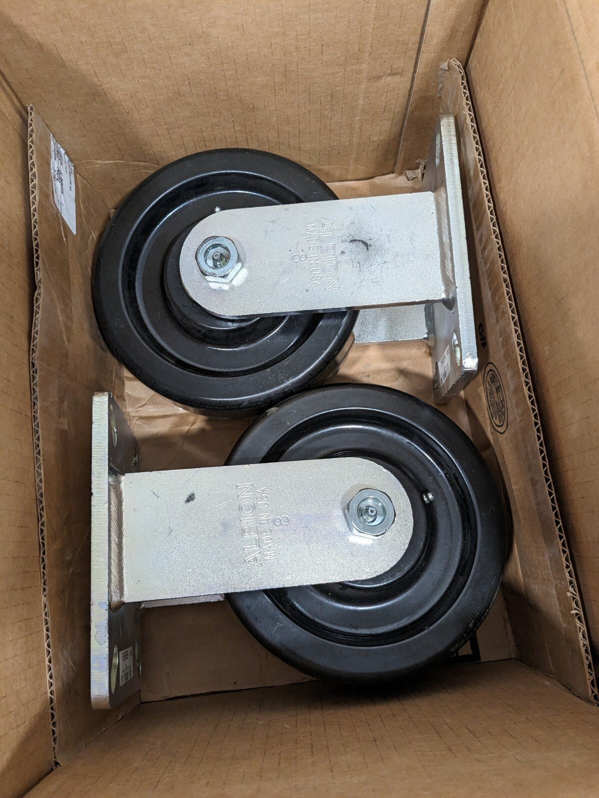 ALBION Rigid Top Plate Caster: Phenolic, 8" Wheel Dia, 3" Width Qty 2