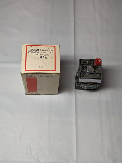 Cutler Hammer Compact Pushbutton Switch Operator w/Ind Lights 120V 60/50Hz E30FA