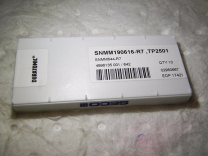 Seco Carbide Turning Inserts SNMM644R7 Grade TP2501 QTY 10 17421