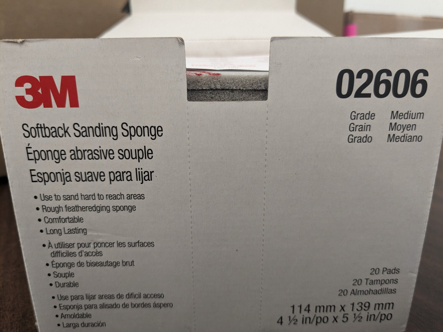 3M Sanding Sponge 20 pads: 4-1/2" Wide, 5-1/2" Long Medium Grade 7000000590