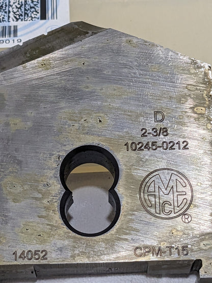 AME Spade Drill Insert: 2-3/8" Dia, Seat Size D, Powdered Metal 10245-0212