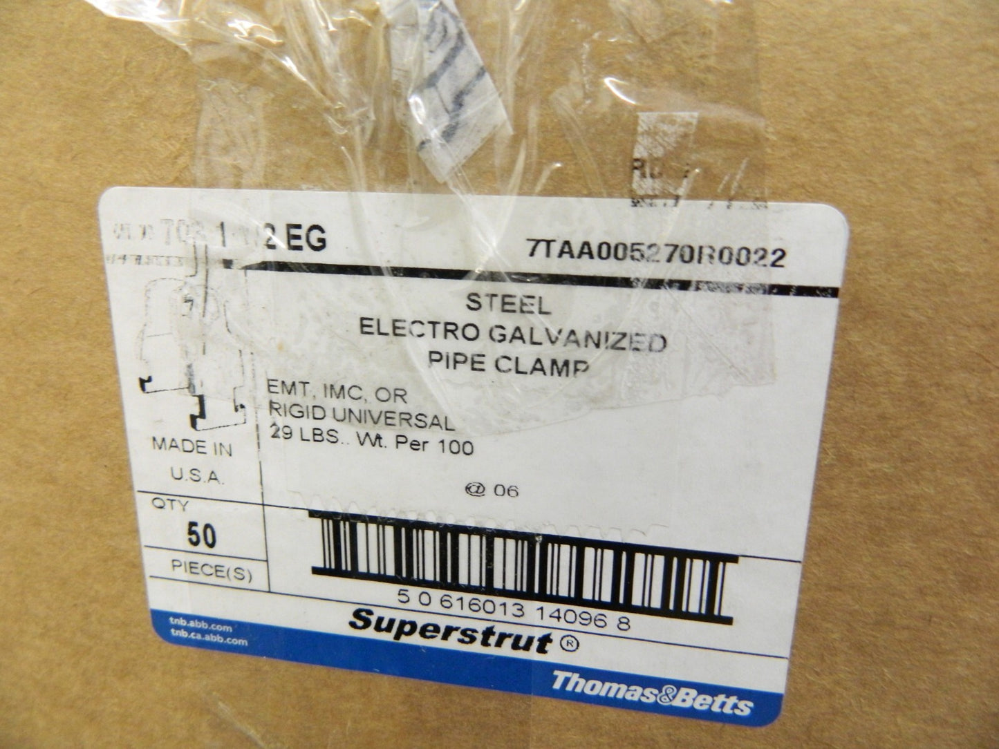 Thomas &amp; Betts Steel Electro Galvanized Pipe Clamps Aprrox. 50 703 1 1/2 EG