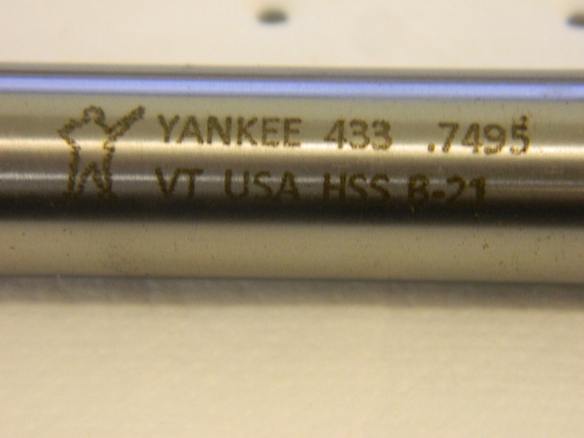 Chucking Reamer: 0.7495 Dia 9-1/2 OAL Straight Flute HSS 433-0.7495