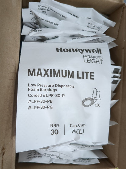 HOWARD LEIGHT Earplugs 100prs : 30 dB, Polyurethane, Bell, No Roll, Corded