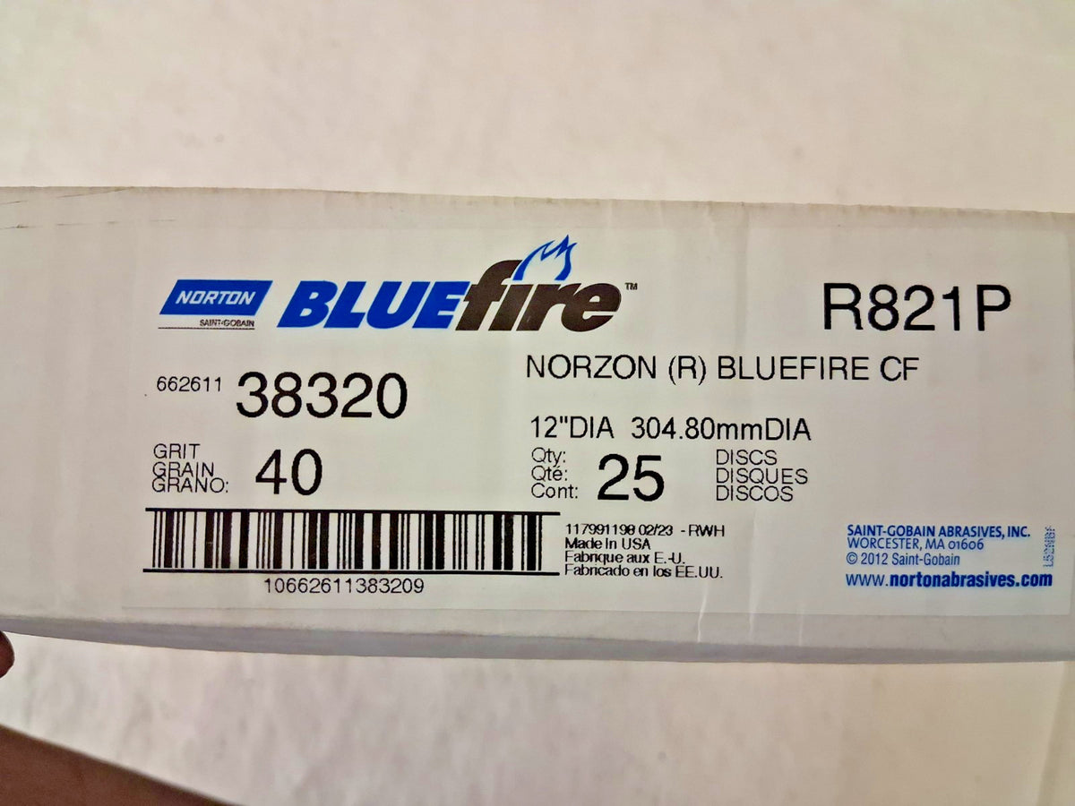 Norton Zirconia Alumina 12" Dia PSA Discs 40 Grit QTY25 66261138320