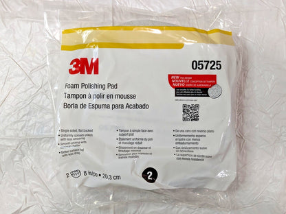 3M Foam Polishing Pads 05725 Single Sided Flat Backed 8" QTY 2 7000000484