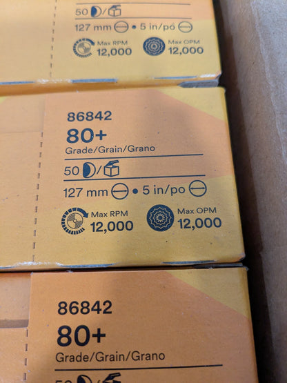3M Hook & Loop Disc: 5" Dia, 80 Grit, Coated Box of 250 7100044450