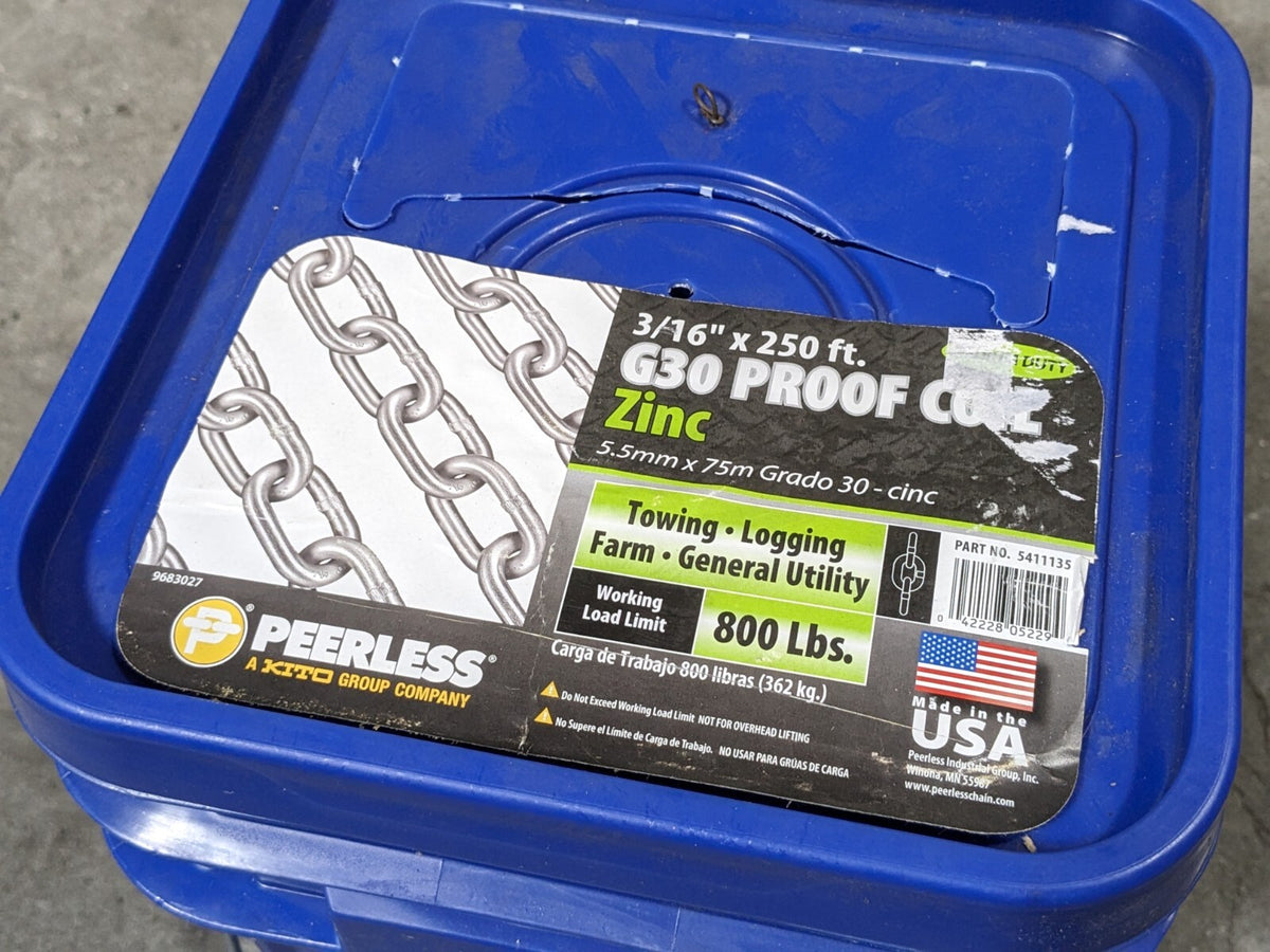 Peerless Welded Proof Coil Chain 250 Ft. x 3/16 In. 800 lb. Capacity G30 5411135