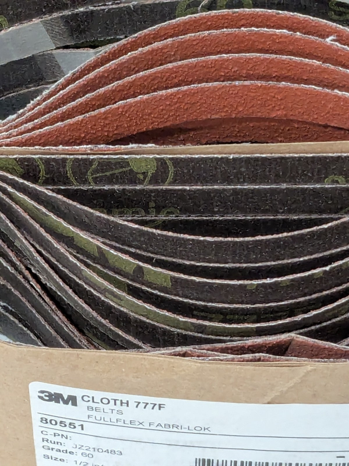 3M Abrasive Belt 1/2" W, 18" OAL, 60G, Ceramic Aluminum Oxide Qty 50 7