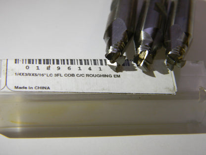 MHC 1/4" X 3/8" X 5/16" LC 3FL Cobalt C/C Roughing End Mills QTY