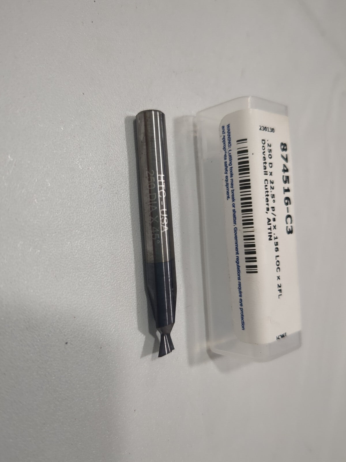 HARVEY TOOL Dovetail Cutter 45 ° 1/4"Cut Dia 5/32"Cut Width Carbide 874516-C3
