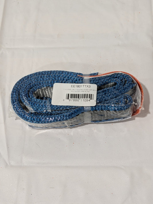 LIFT-ALL Twisted Eye & Eye, Type 4 Web Sling: 3' Long, 1" Wide EE1801TTX3