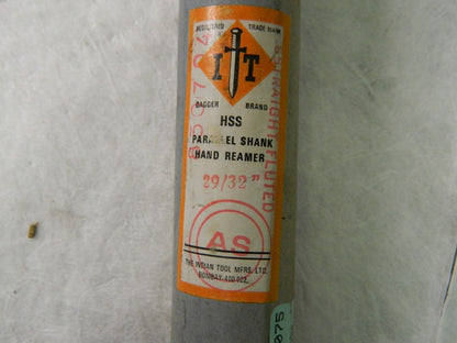 Indian Tool Mfg HSS Straight Shank Twist Drill 29/32" LH Taper Lgth 8Fl