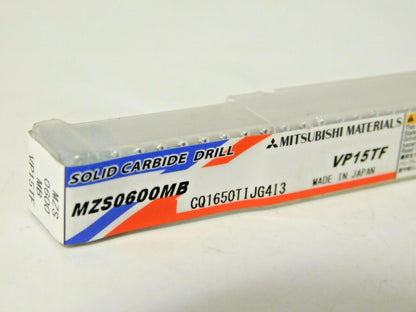 Mitsubishi Carbide Drill Internal Coolant MZS0600MB Grade VP15TF 173024