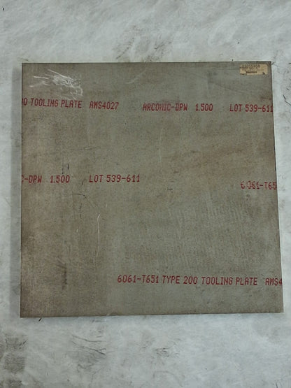 Pro Aluminum Plate 18" Long 18" Wide 1-1/2" Thick Alloy 6061 ALFLR0072918SQ