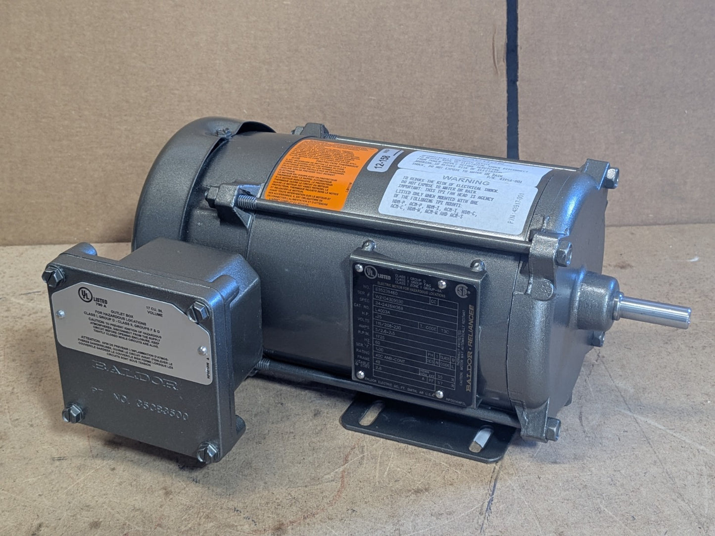 Baldor L4003A Electric Motor for Hazardous Locations 1/4 HP 115/230v 1-Phase
