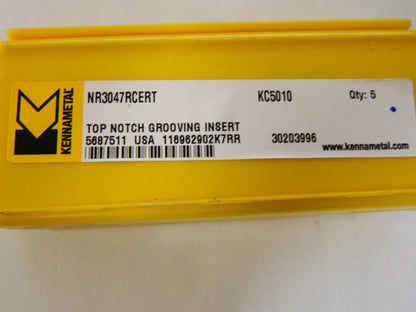 Kennametal Top Notch Grooving Insert  NR3047RCERT KC5010 QTY 5 5687511