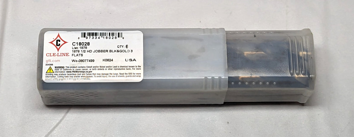 CLE-LINE  Jobber Length Drill Bit 1/2" (0.5000") 135 deg HSS  6 PACK