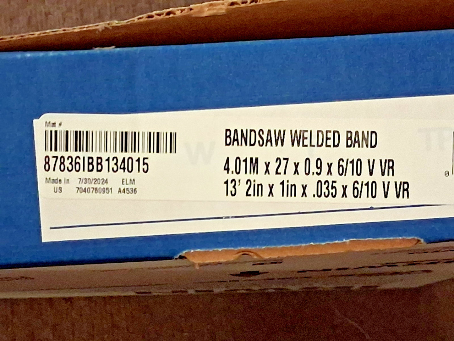 Irwin Blades Welded Bandsaw Blade 13ft 2" Long x 1" Wide 87836IBB134015