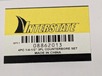 Interstate 4Piece Counterbore Set 1/4" to 1/2" 3FL 08862013