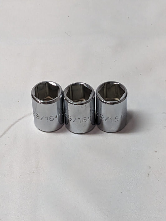 PROTO Standard Hand Socket: 3/8" Drive, 9/16" Socket, 6-Point Qty 3 J5218H