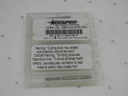 ACCUPRO Solid Carbide Micro Drill Bits : 0.1051" Dia, 120 ° QTY 7 A-6120267R
