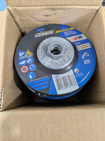 Norton Depressed-Center Wheel: Type 27, 4-1/2" Dia, Box of 10 66252843593