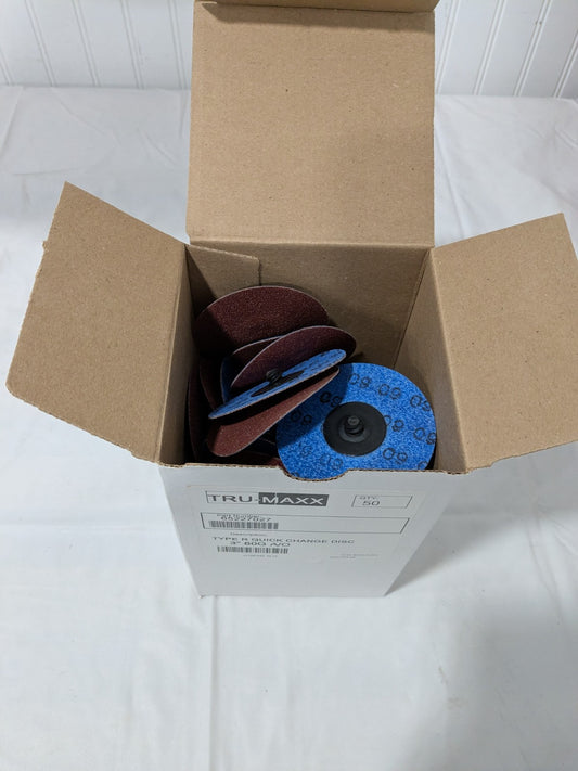 (50) Tru-Maxx Quick-Change Disc Type R, 3" Dia, 60G, Aluminum Oxide 69957323730