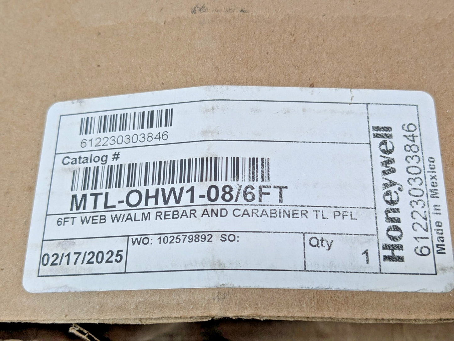 Honeywell Miller TurboLite 6FT Class 1 Personal Fall Limiter MTL-OHW1-08/6FT