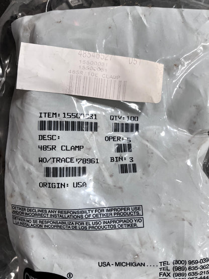 OETIKER 1-Ear Clamp: 1-7/8" 7 mm Band Width 0.6 mm Thick Stainless Steel QT