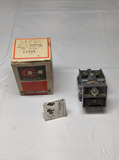 Cutler Hammer Pushbutton 240 Volt With Indicating Light E30DB