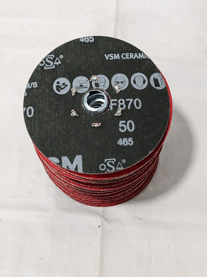 VSM Fiber Disc: 4-1/2" Disc Dia, 5/8" Hole, Arbor Hole, 50G Box of 25 149248
