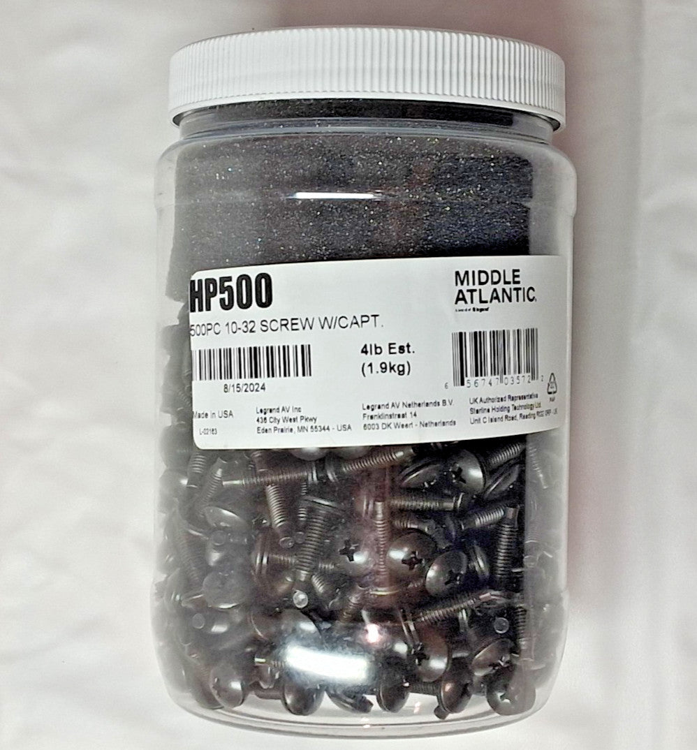 Middle Atlantic Rack Screws Black Oxide 10-32 QTY500 HP500