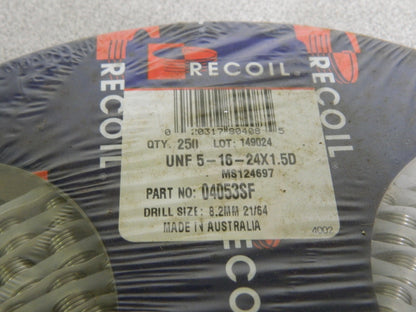 Recoil Tanged Free-Running Coil Inserts 250 Pack 5/16-24 UNF 1.5D/0.468" 04