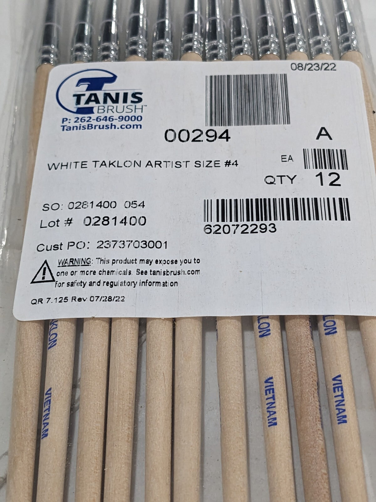 Tanis White Taklon Artist Brush: #4 Industry Size, 1/8" Wide Qty 12 00294